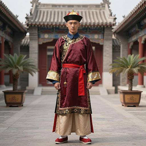 Photorealistic Asian Man in Qipao