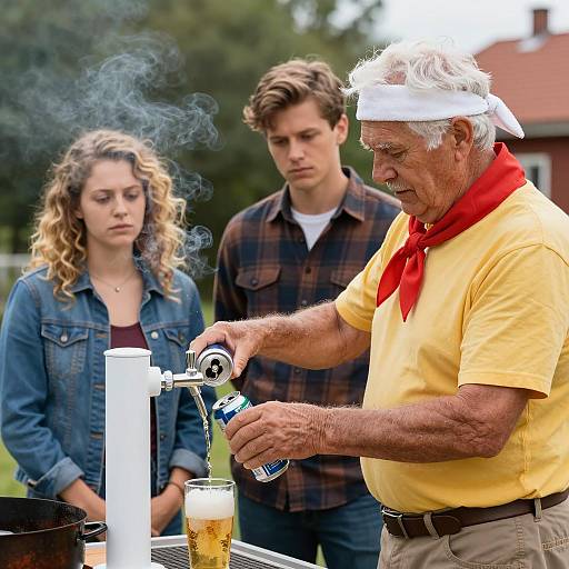 Outdoor BBQ Scene with Friends and Family
