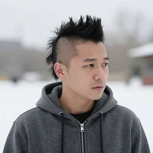 Winter Man with Mohawk and Hoodie