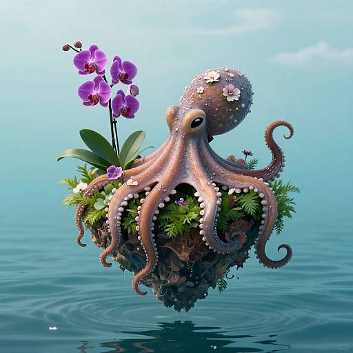 Whimsical Octopus with Floating Island