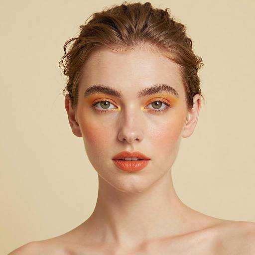 Portrait of Woman with Bright Orange Makeup