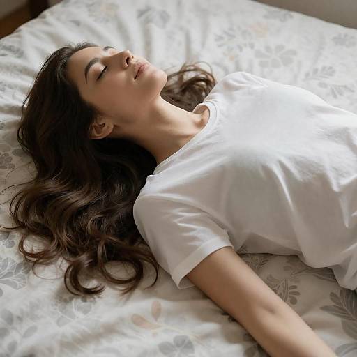 Serene Moment on Floral Bed