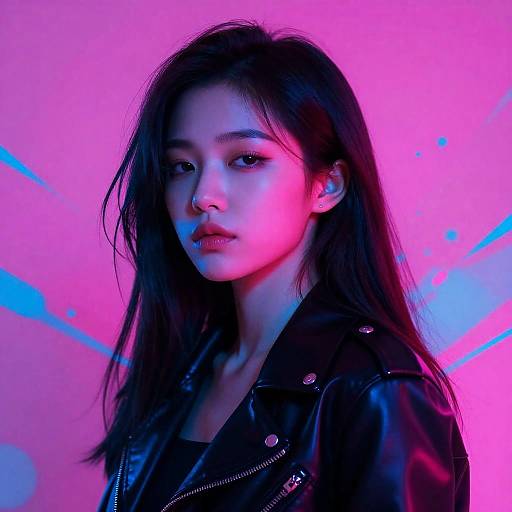 Neon Cyberpunk Woman Portrait