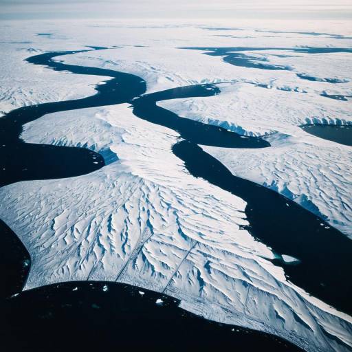 Arctic Ice Fields with Meandering Waterways