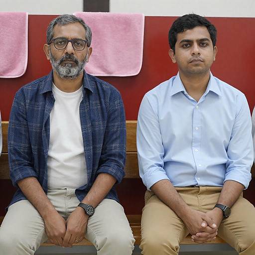 Serious Conversation on Wooden Benches