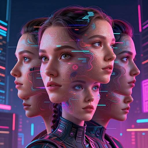 Dynamic AI Face Morphing Illustration