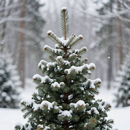 Close-Up of Snowy Christmas Tree