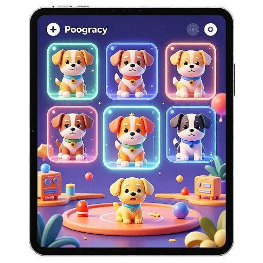 AI Puppy Generator Interface on Tablet
