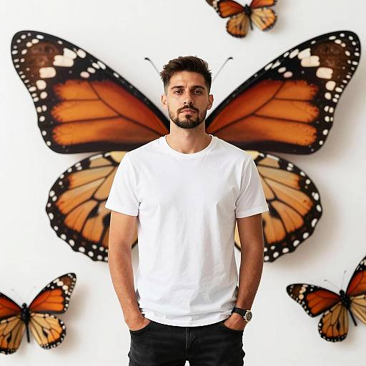 Man with Monarch Butterfly Wings Backdrop