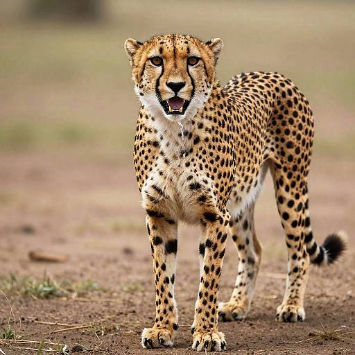 Drooling Cheetah Standing on Ground
