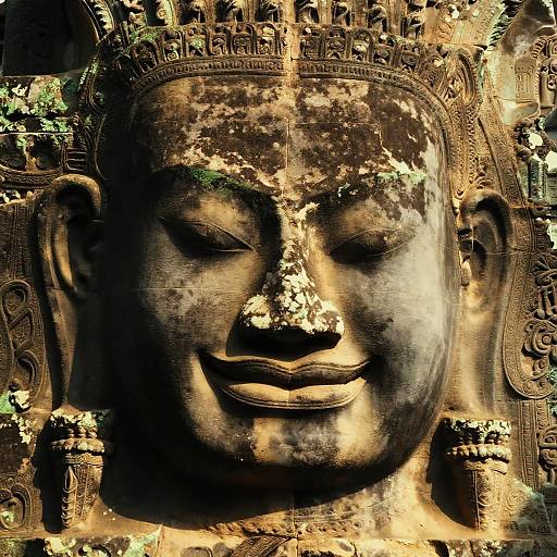 Ancient Serene Stone Carving Close-Up