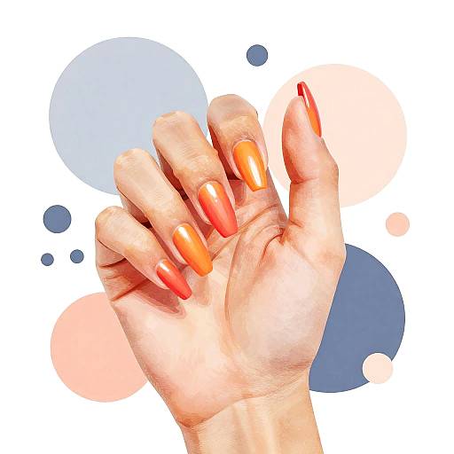 Stylish Fashion Illustration with Gradient Nails