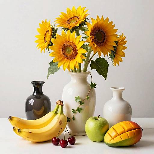 Art Nouveau Still Life with Sunflowers