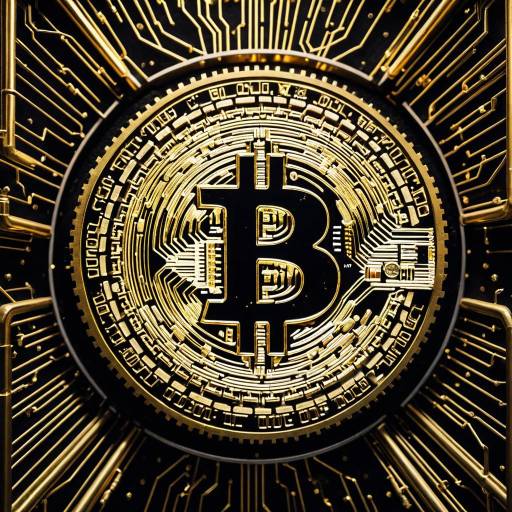 Golden Bitcoin Logo Circuit