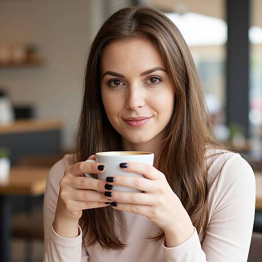 Cozy Café Portrait of Smiling Woman