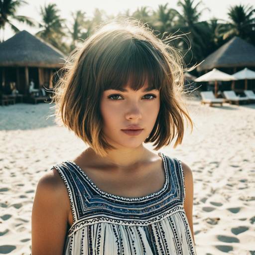 Bohemian Beach Fashion with Bob Hairstyle