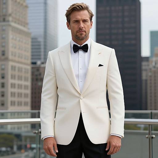 Elegant Man in White Tuxedo