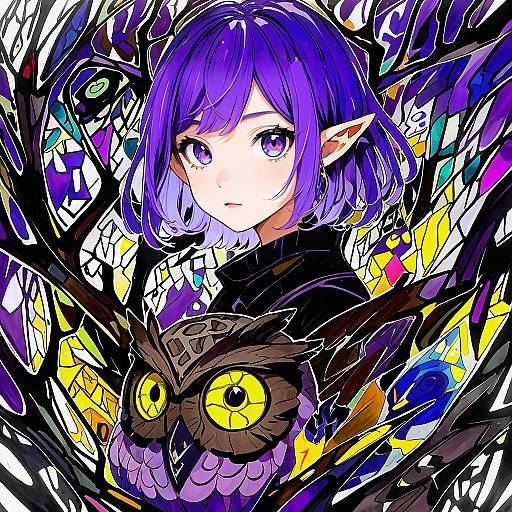 Illustration of Amity blight, the owl house in the style of Mika pikazo