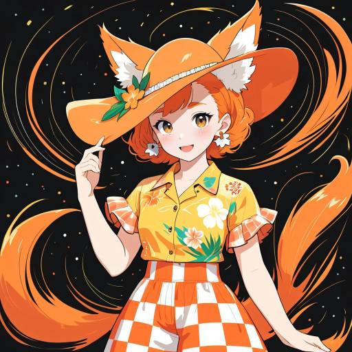 Stylish Fox in Hawaiian Vibes Stylish Fox in Hawaiian Vibes