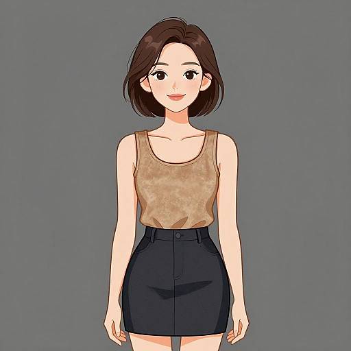 Smiling Woman in Casual Suede Top