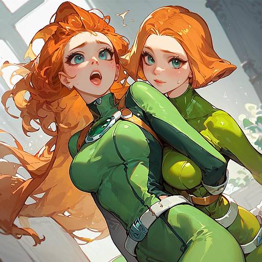 Anime Girl in Colorful Living Room Scene