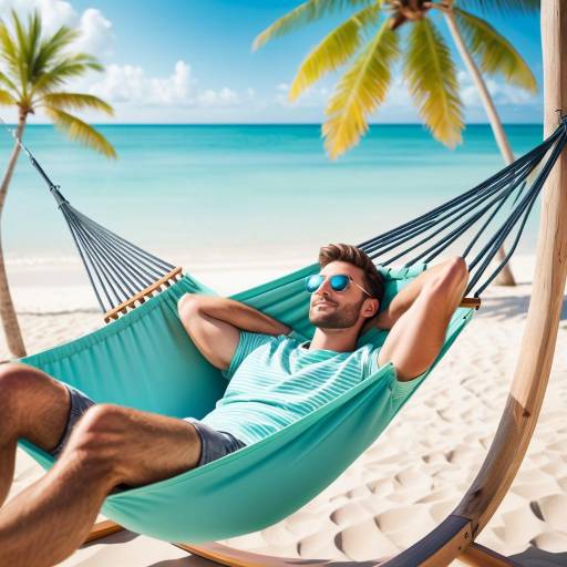 Relaxing Man in Stylish Beach Hammock Relaxing Man in Stylish Beach Hammock