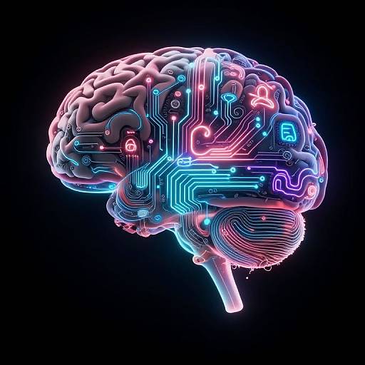 AI-Inspired Digital Brain Tattoo Design