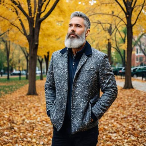 Stylish Mature Man in Autumn Park