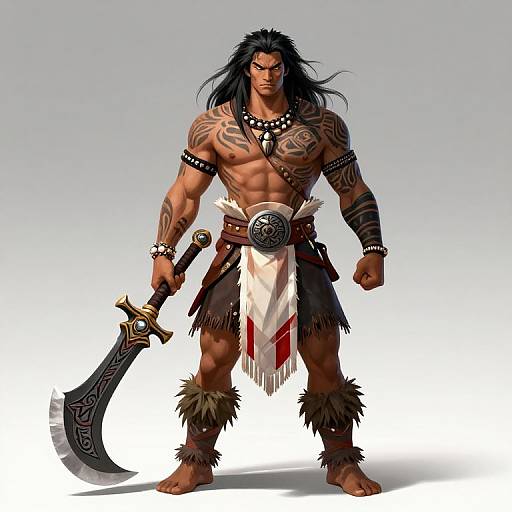 Imposing Polynesian Dark Fantasy Warrior