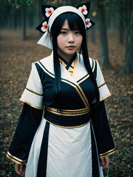 Cosplayer in Nakime Costume in Forest