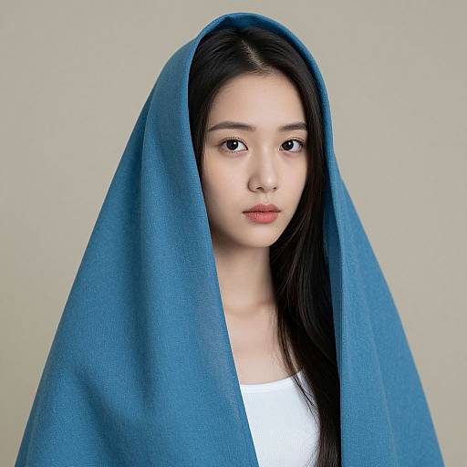 Young Woman in Blue Veil
