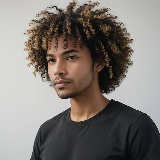 Portrait of Young Man with Curly Afro Hair