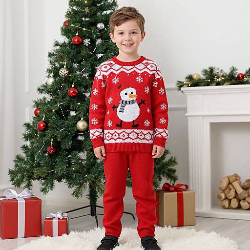 Festive Red Christmas Sweater Pose