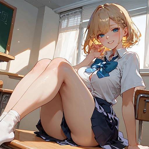Smiling Schoolgirl in Summer Uniform