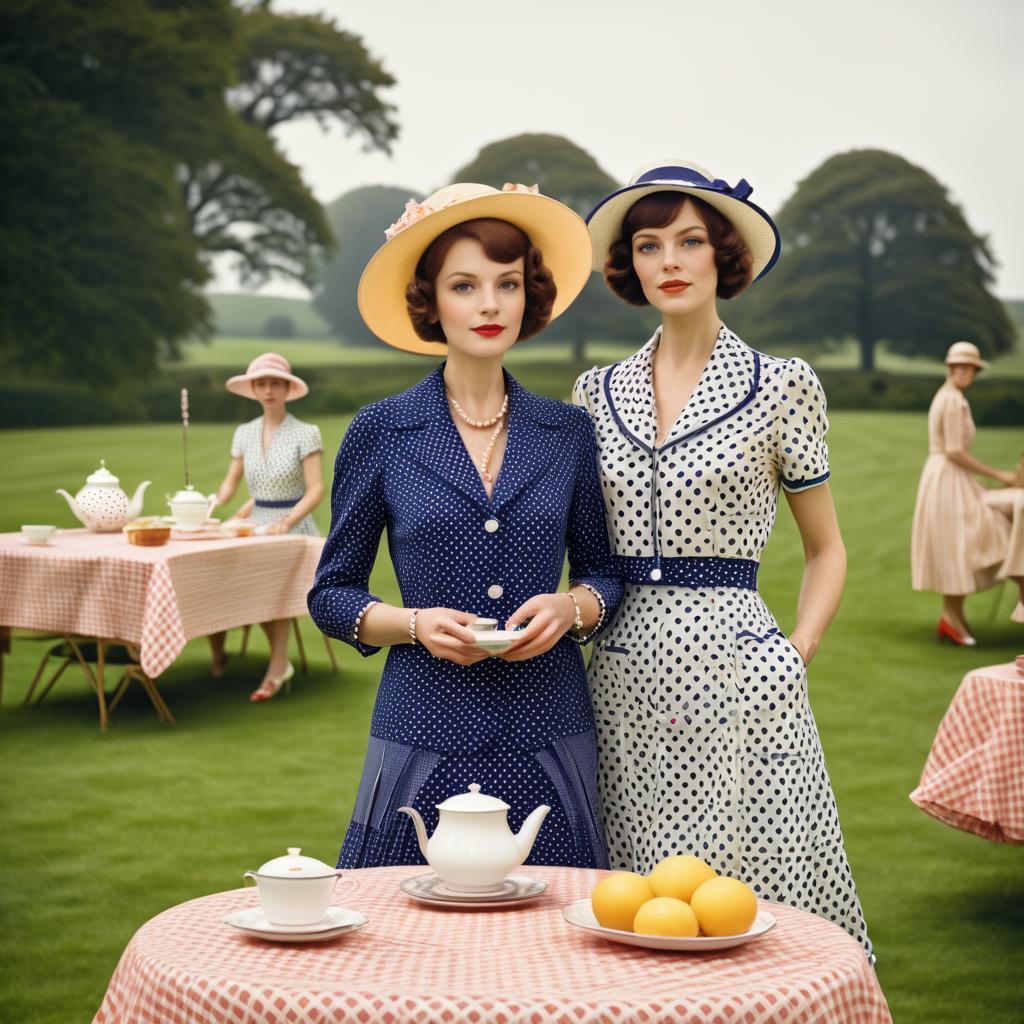 Retro Polka Dot Dress at 1920s Picnic