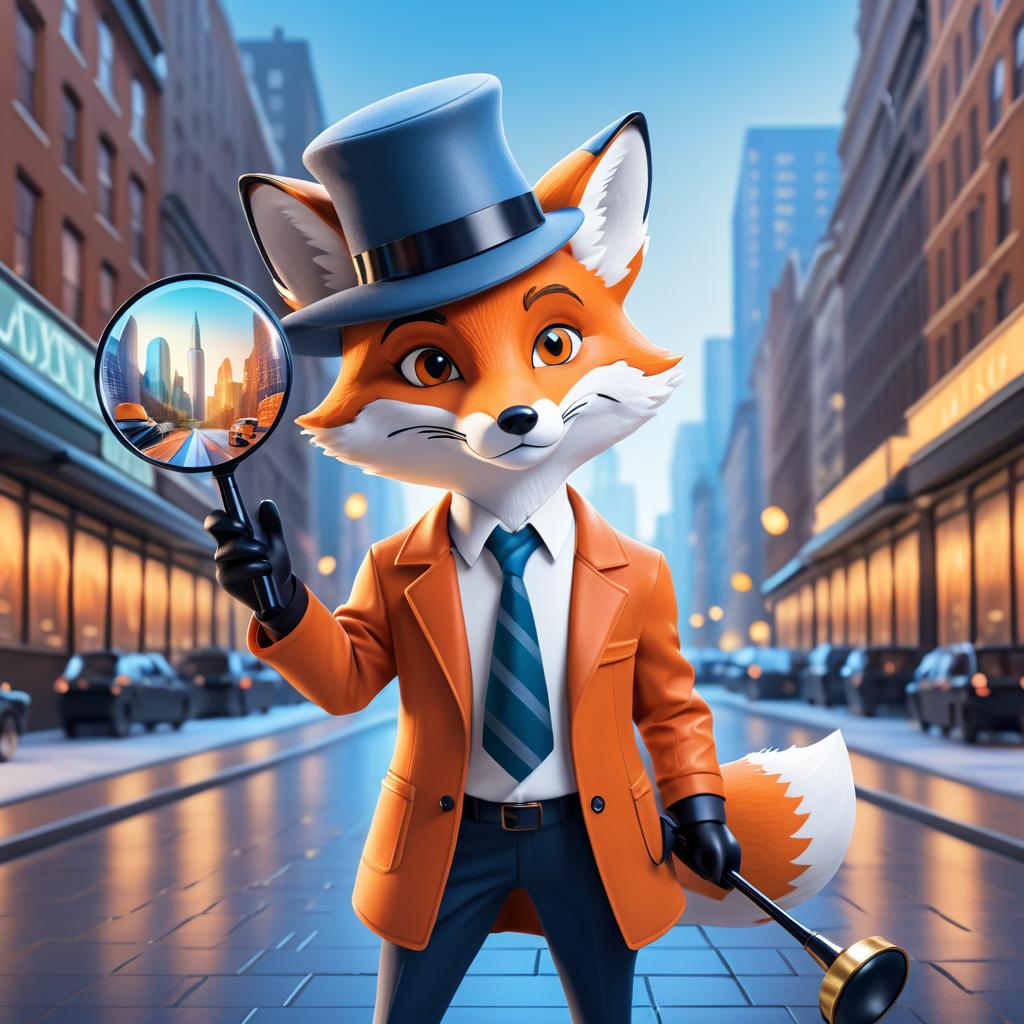 Playful Detective Fox in City Scene