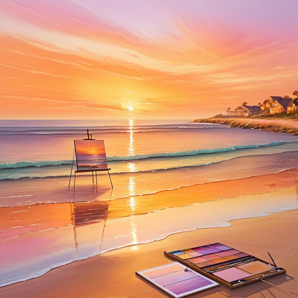 Blissful Beach Sunset Landscape Painting