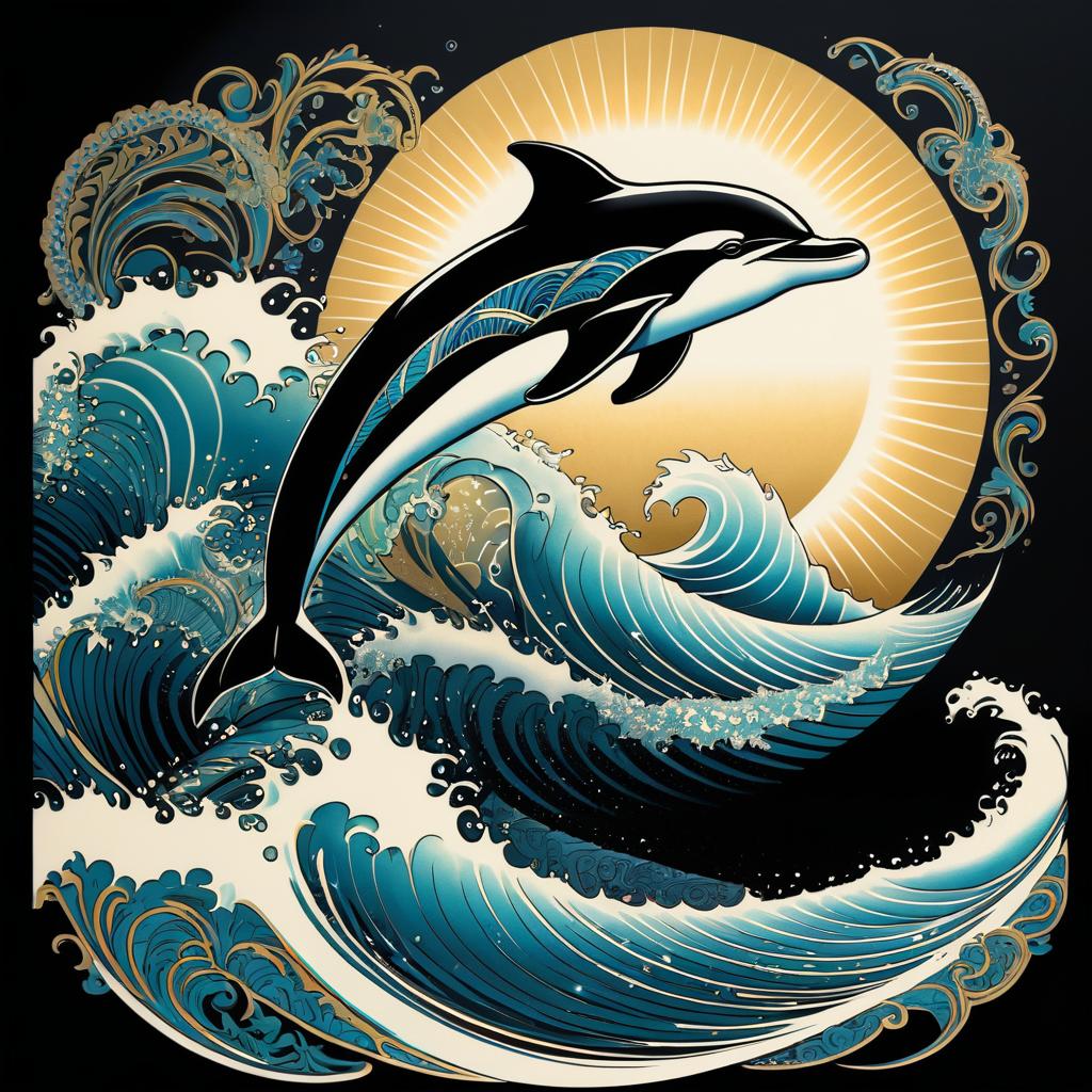 Vintage Dolphin Tattoo in Surf Culture Art