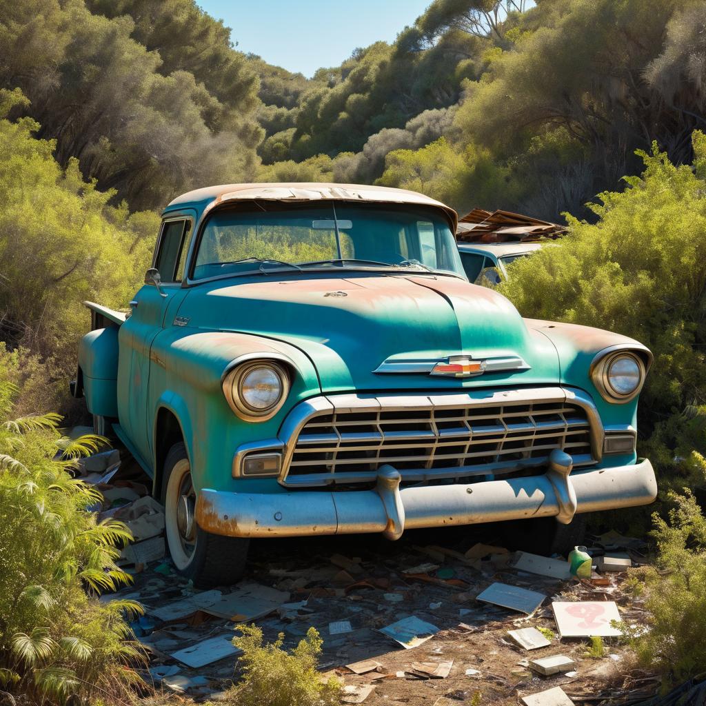 Vintage Chevrolet Ads with Abandoned Beach Scene