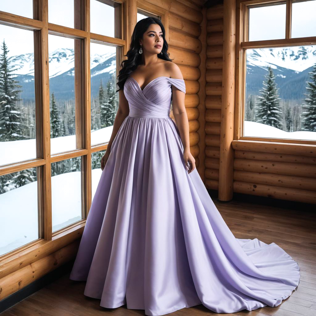 Elegant Curvy Woman in Lavendar Gown