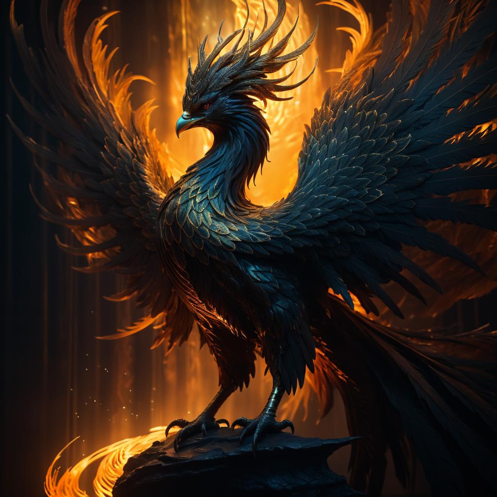 Mystical Phoenix Portrait with Eerie Glow