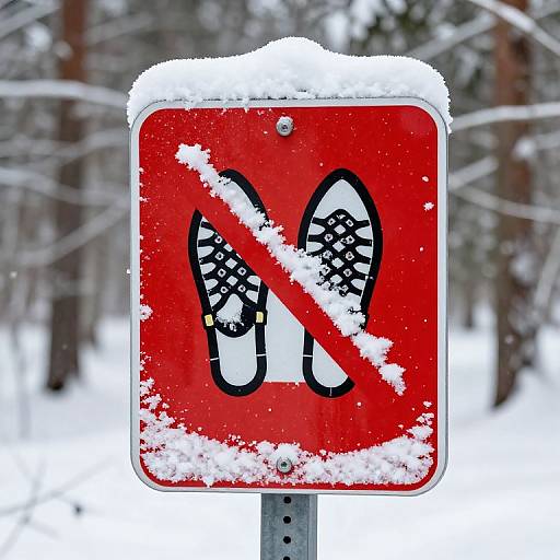 Snow-Covered Restricted Trail Marker