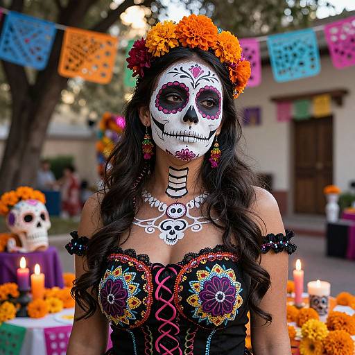Realistic Sugar Skull Woman Portrait