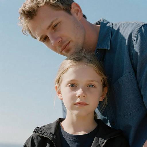 Heartfelt Moment: Man and Girl Portrait