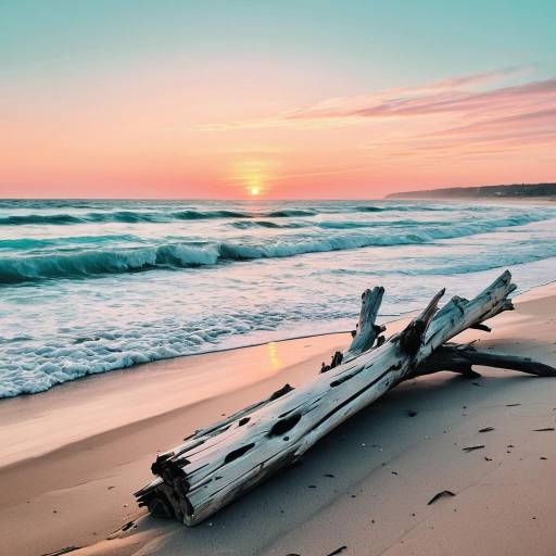 Serene Sandy Beach Sunset Scene