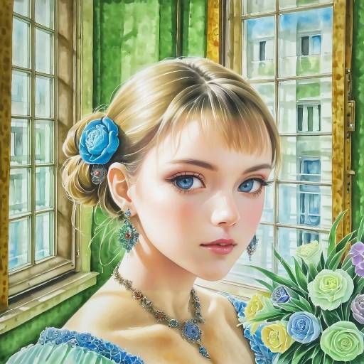 Realistic Portrait of a Girl with Jewelry