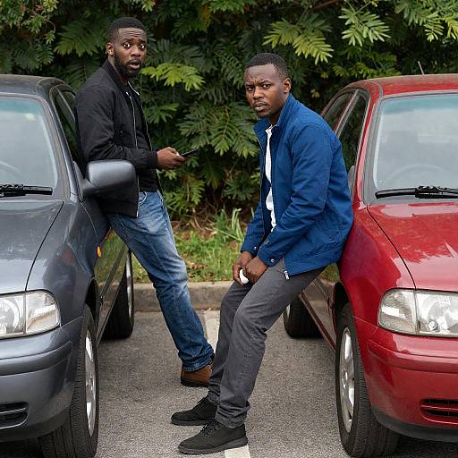 Intense Expressions Between Concrete Cars