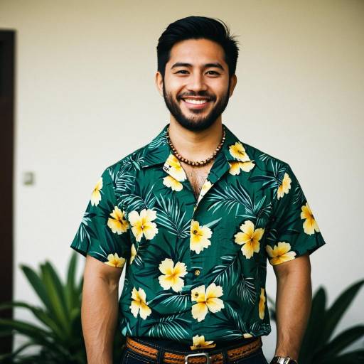 Charming Male in Hawaiian Shirt Portrait