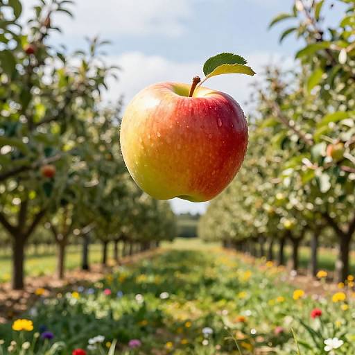 Vibrant Gravity-Defying Apple Orchard