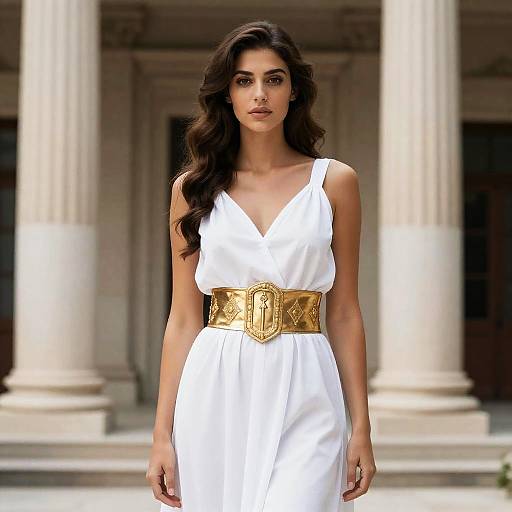 Greek Goddess Costume with Gold Belt